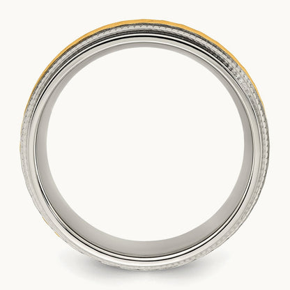 Polished w/Yellow IP-plated Center Band, 8.00mm, Titanium