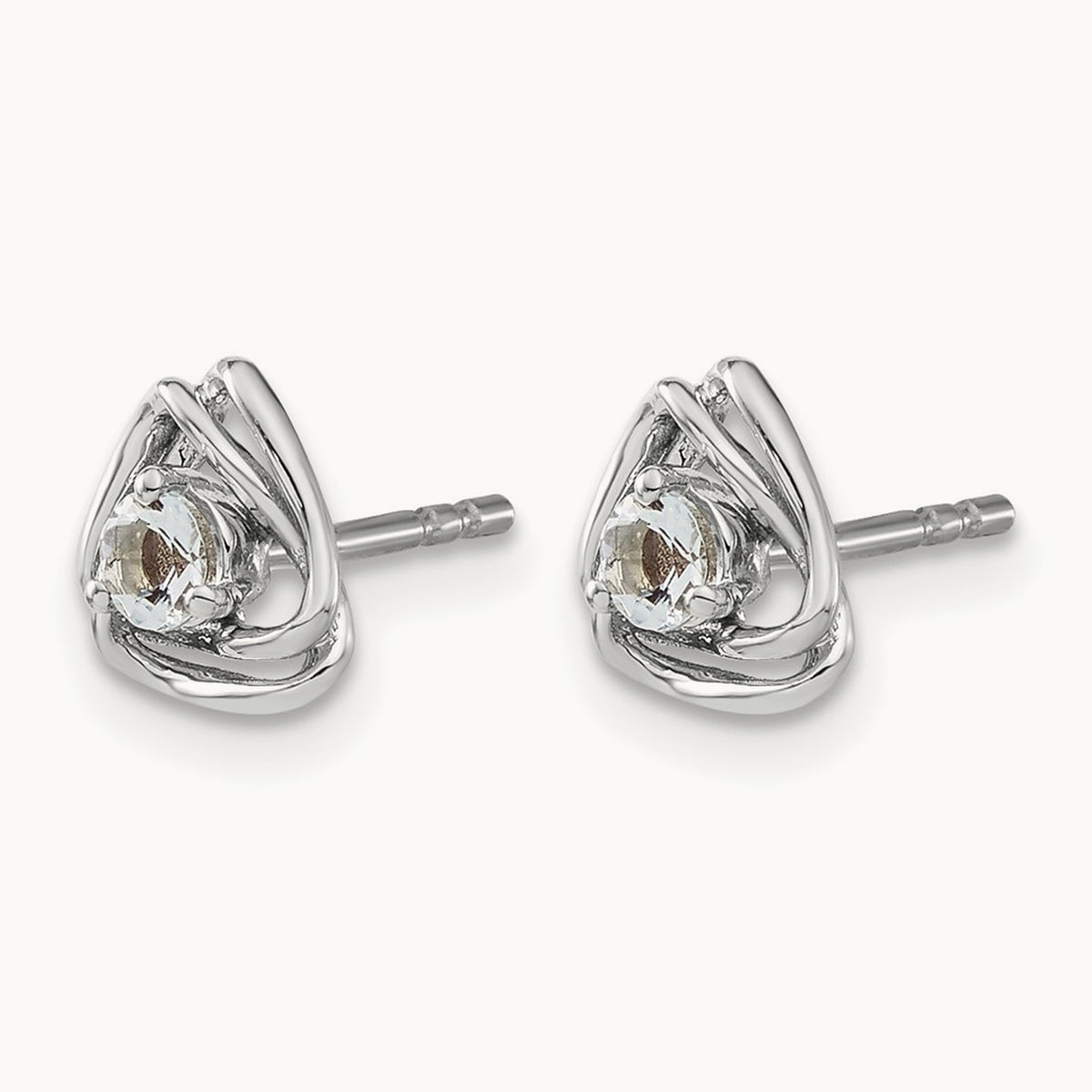Aquamarine Post Earrings — 14K White Gold