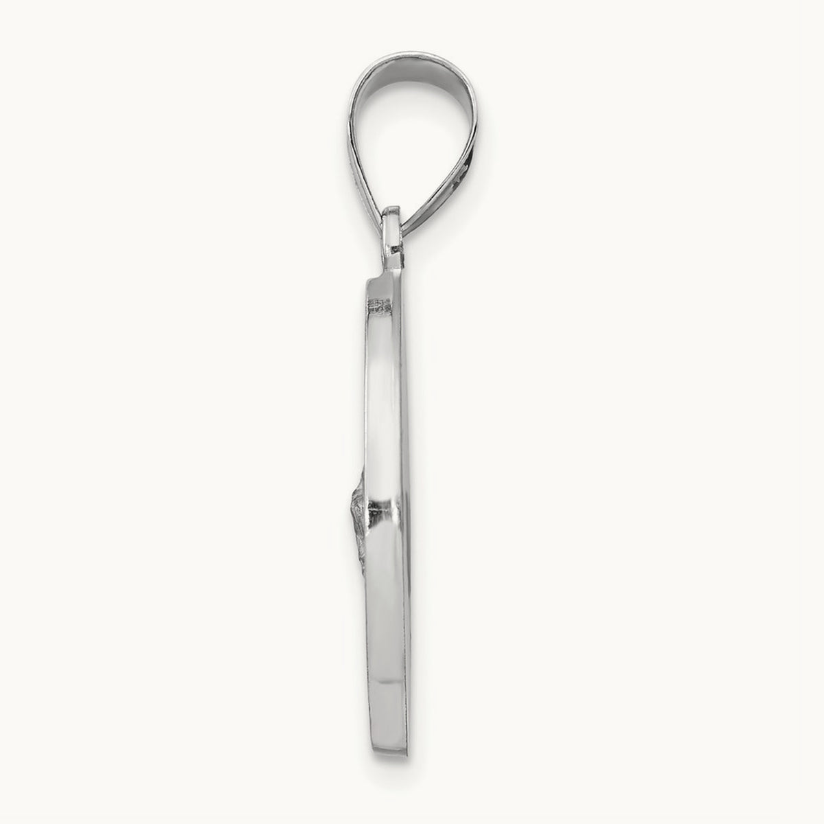 Polish/Satin St Jude Thaddeus Medal Hollow Pendant, 14K White Gold