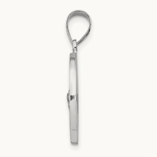 Polish/Satin St Jude Thaddeus Medal Hollow Pendant, 14K White Gold