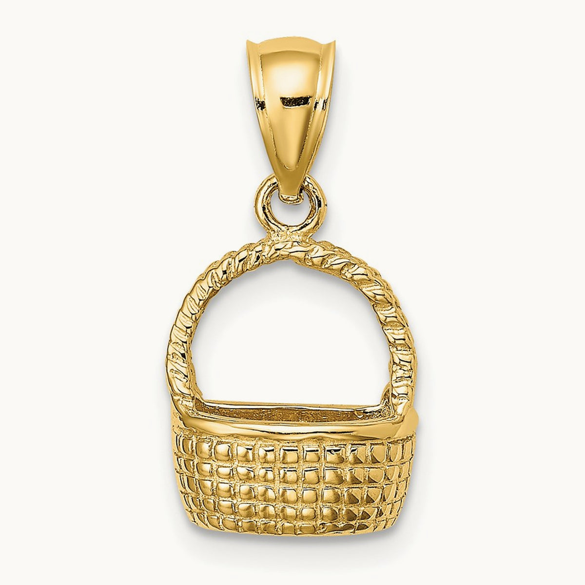 2-D Flat Back Basket Charm, 14K
