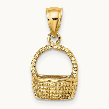 2-D Flat Back Basket Charm, 14K