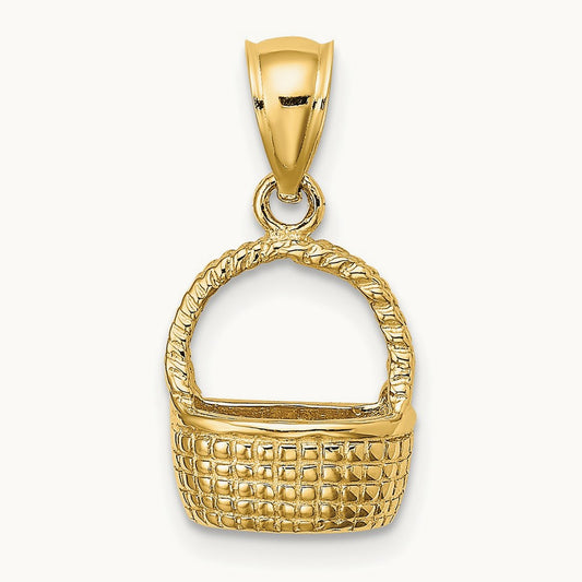 2-D Flat Back Basket Charm, 14K