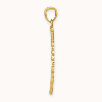 Polished and Textured Angel Wing Pendant — 14K Yellow Gold