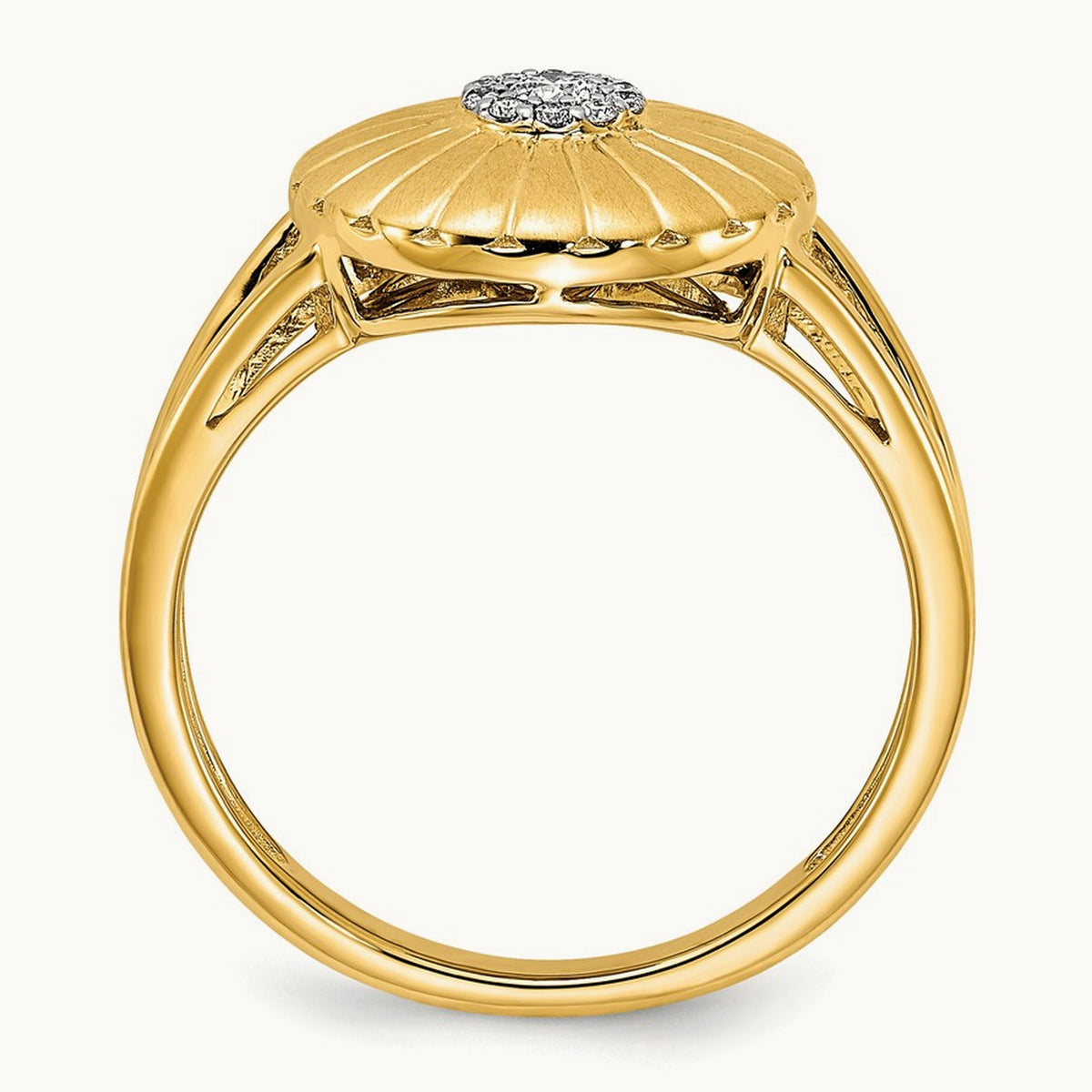 Satin Diamond Flower Ring, 14K