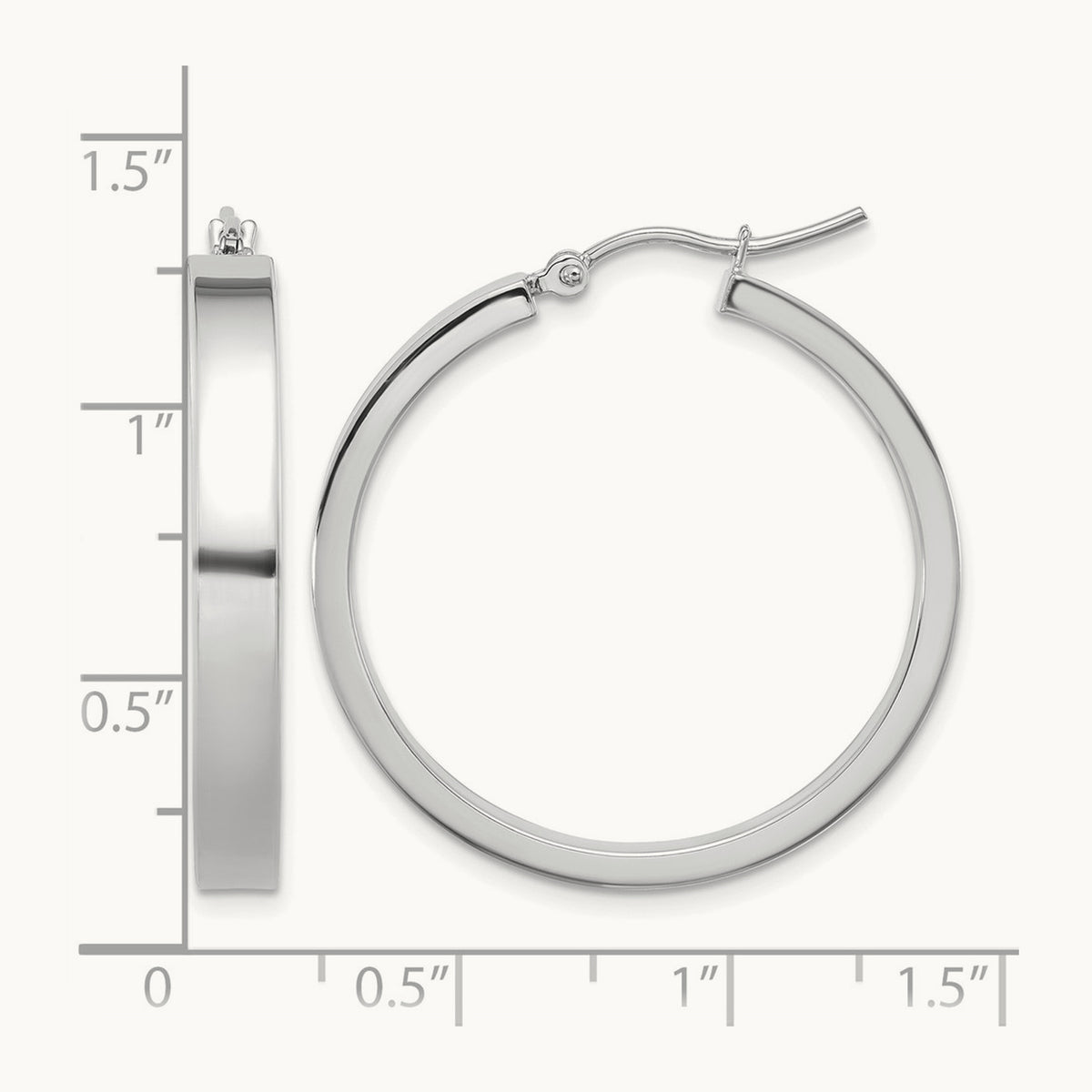 Polished Hoop Earring, 28mm, 4mm wide in 14K White Gold
