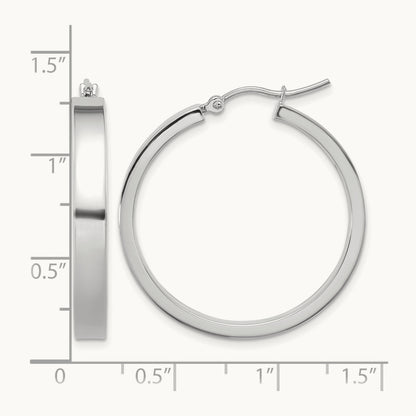 Polished Hoop Earring, 28mm, 4mm wide in 14K White Gold
