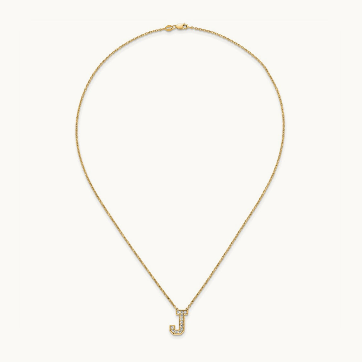 Initial Necklace — 14K Yellow Gold, J, 1/3 ct
