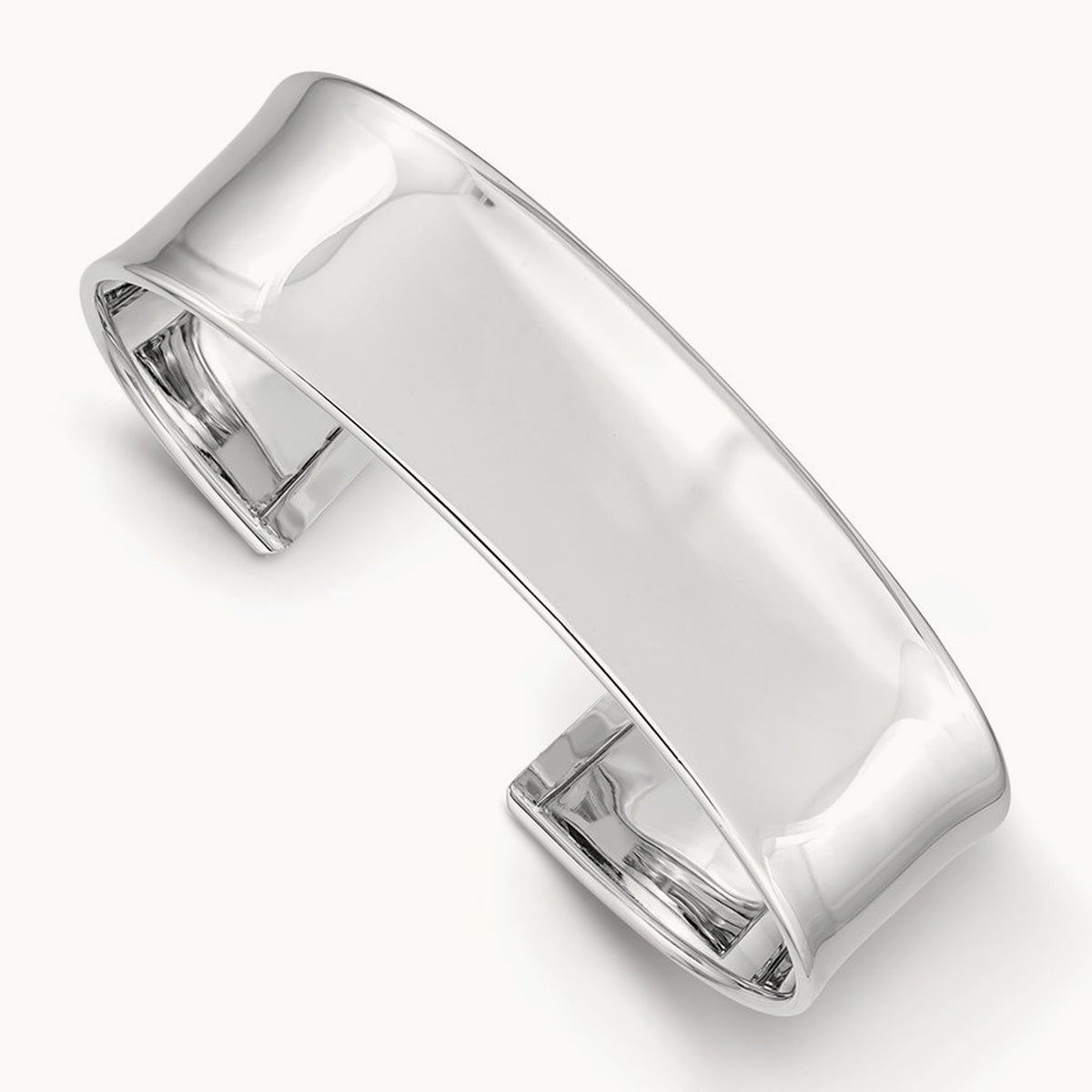 Polished Cuff Bangle — 14K White Gold, 18.5mm