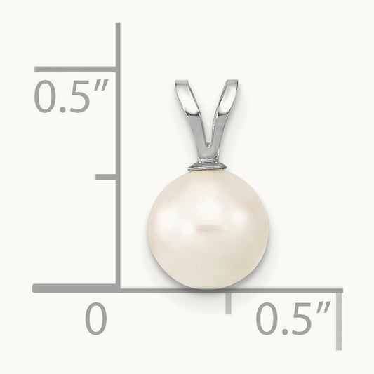 7- Round White Saltwater Akoya Pendant, 8mm, 14K White Gold