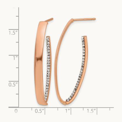 w/Rose Gold-plated Polished Crystals J-Hoop Post Earrings, 14K — Leslie's