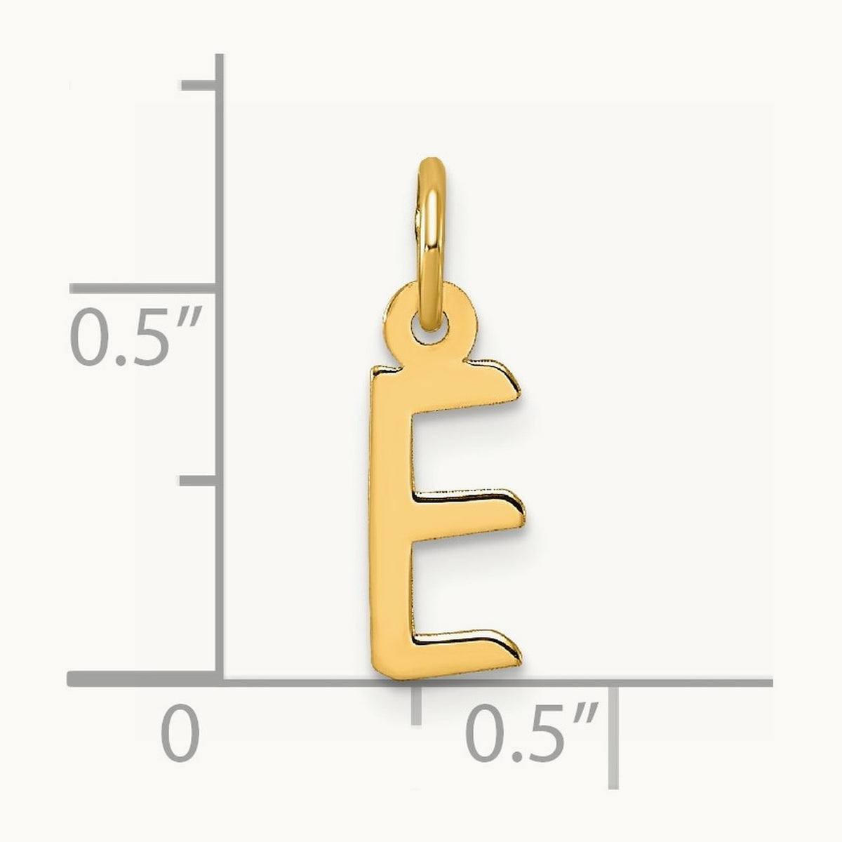 Small Slanted Block Initial Charm — 14K Yellow Gold, E