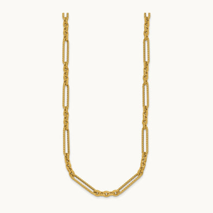 Polished and Textured 18in Fancy Link Toggle Necklace, 14K