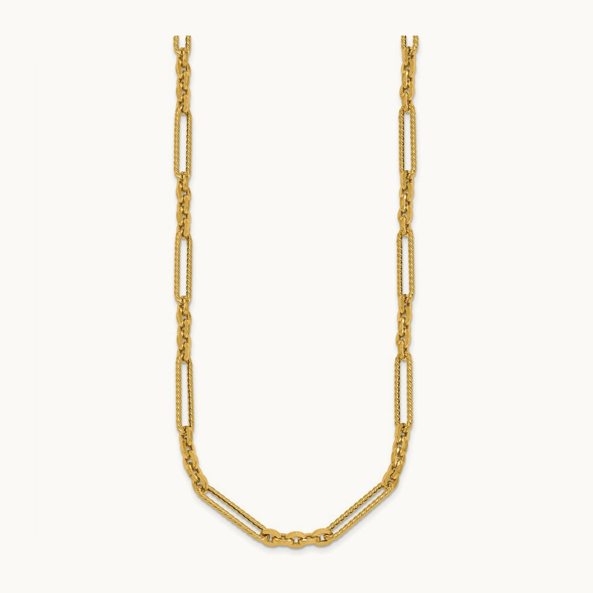Polished and Textured 18in Fancy Link Toggle Necklace, 14K