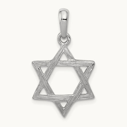 Star Of David Pendant, 14K White Gold