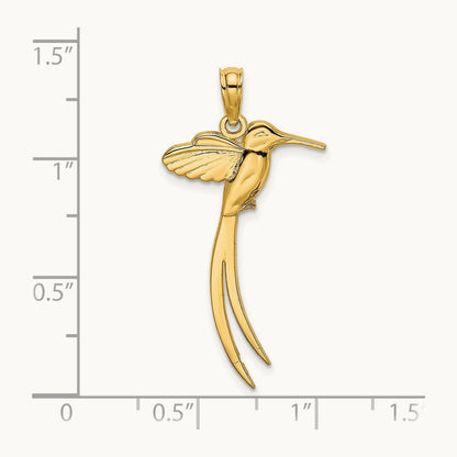 Polished Bird w/ Long Tail Charm, 14K
