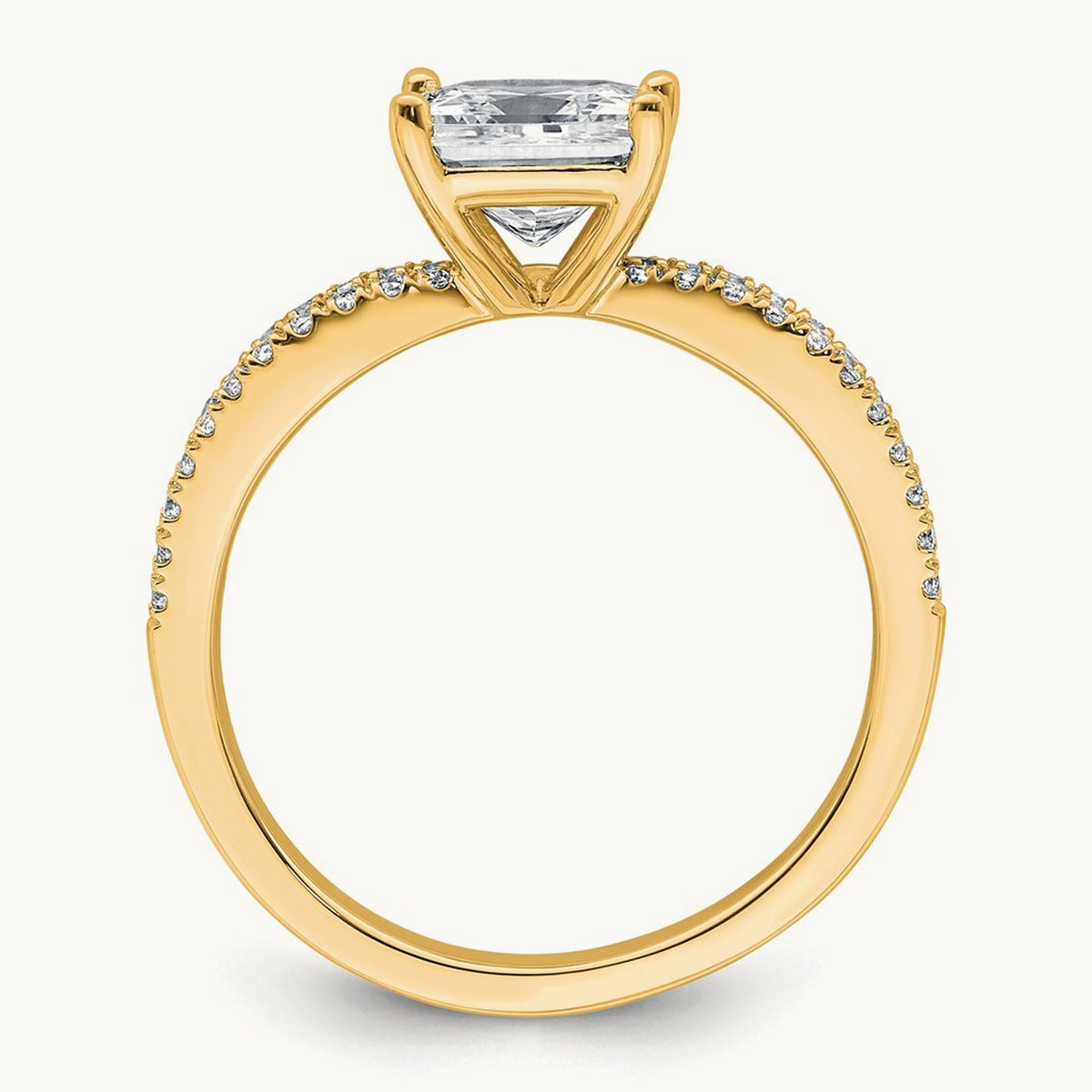 Princess Engagement Ring, 1.25-2.75 ct tw Lab-Grown Diamond — 1 3/4 ct, 14K Yellow Gold