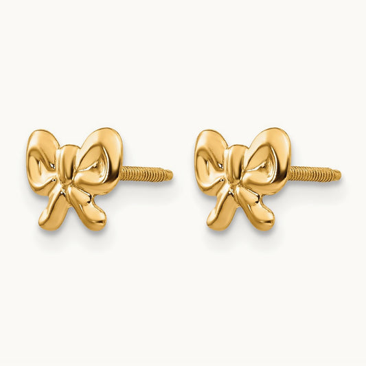 Madi K Bows Screwback Earrings, 14K