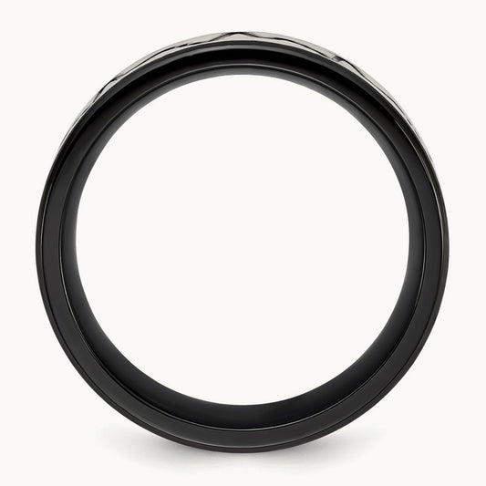 Brushed Black IP-plated Heartbeat Band, 8mm, Stainless Steel