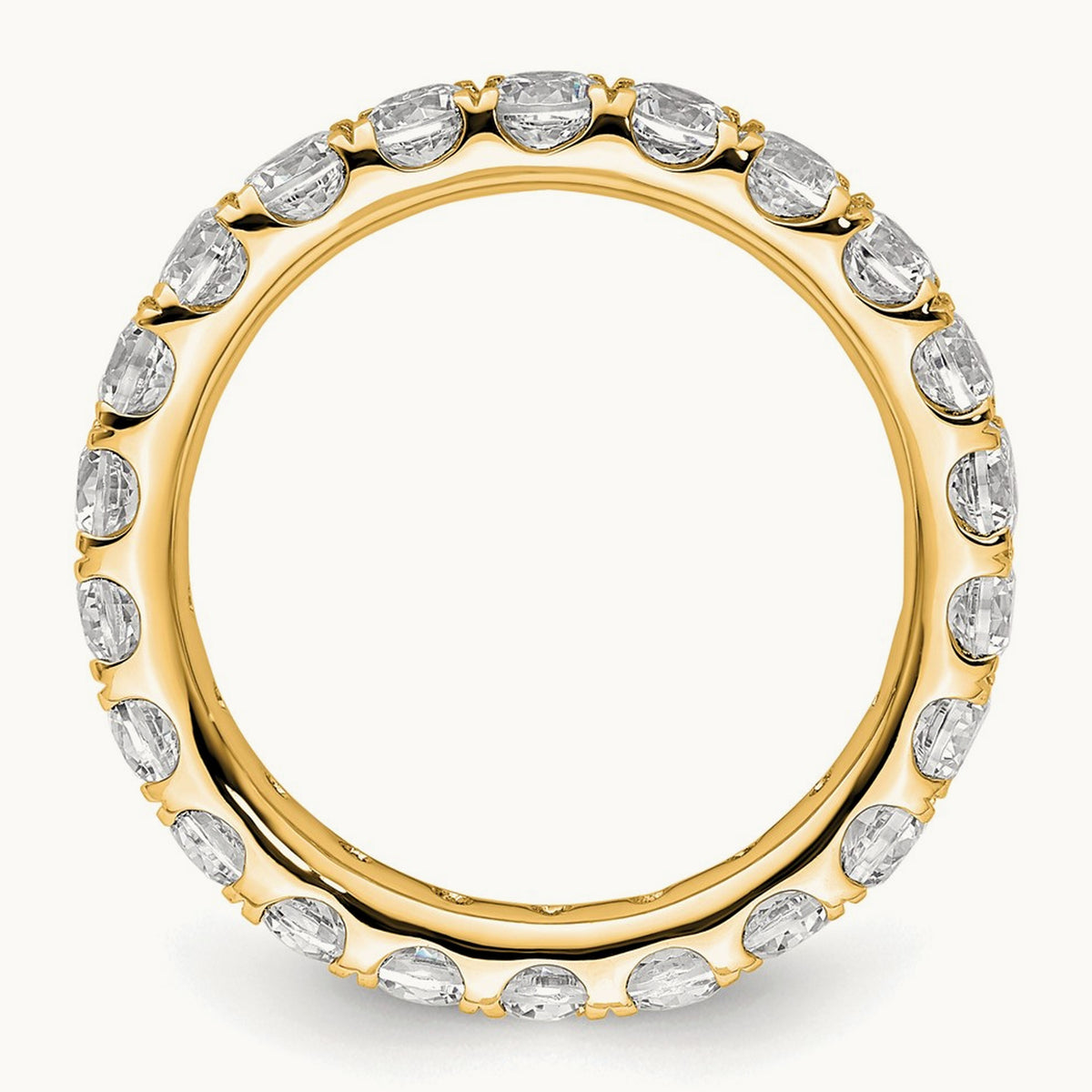 Polished U Shared Prong 2ct Diamond Eternity Band, 14K Gold in 14K Yellow Gold