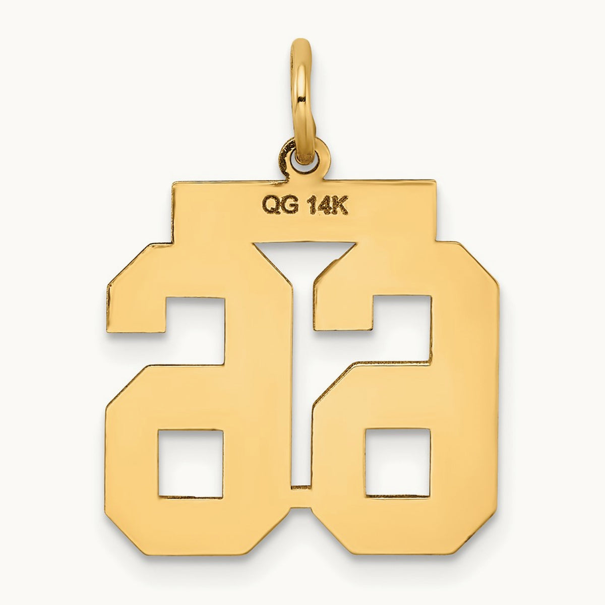 Medium Satin Number 66 Charm, 14K