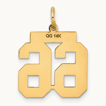 Medium Satin Number 66 Charm, 14K