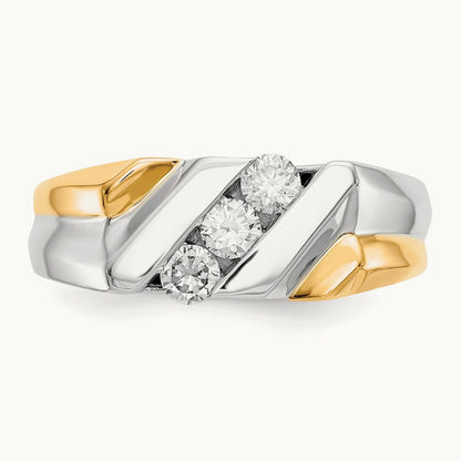 Diamond Mens Ring, 14K Two-tone Gold