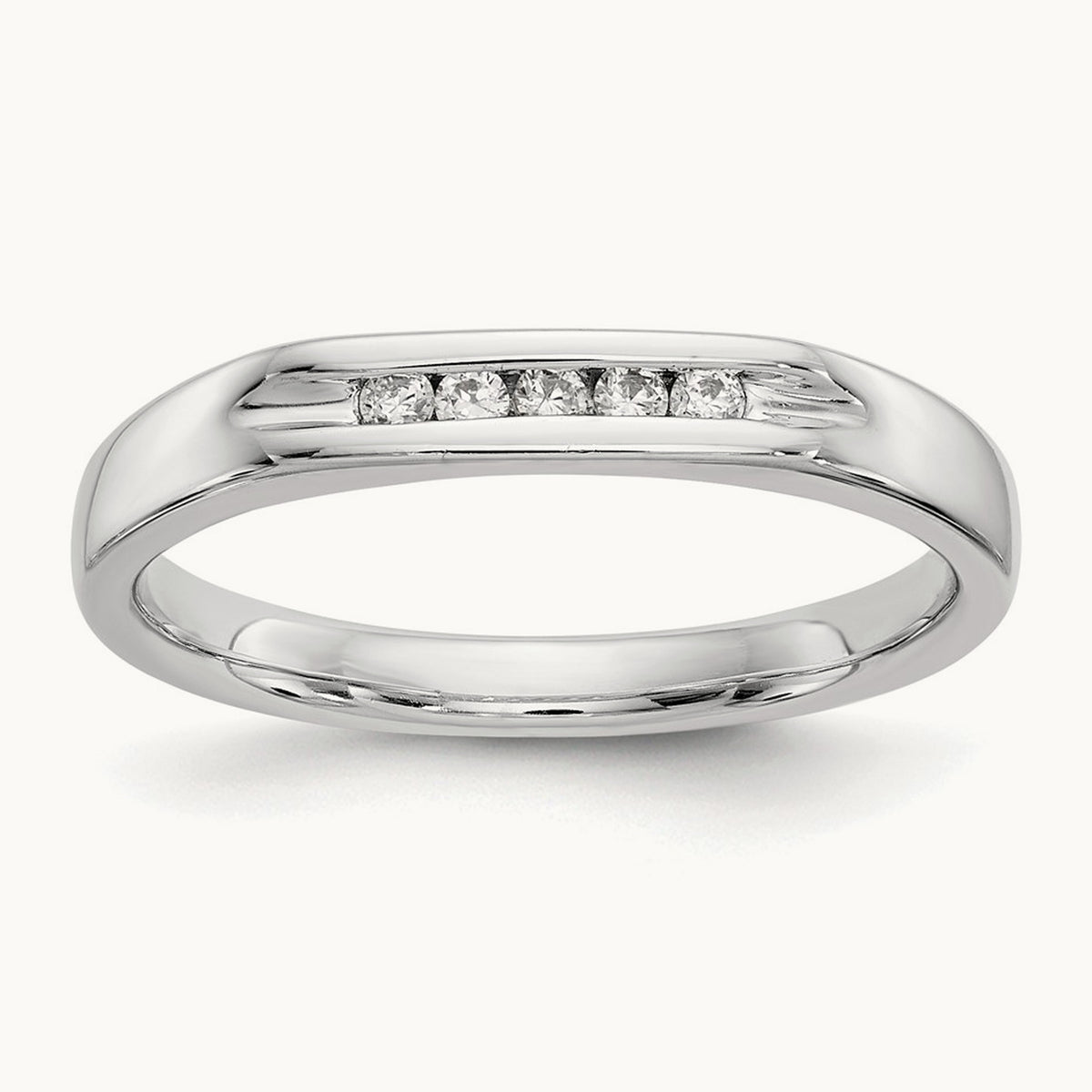 5-Stone Diamond Channel Band, 14K White Gold