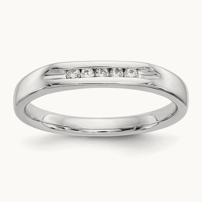 5-Stone Diamond Channel Band, 14K White Gold