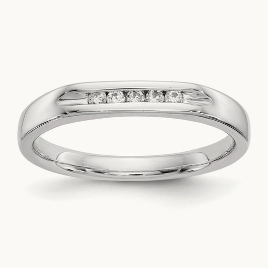 5-Stone Diamond Channel Band, 14K White Gold