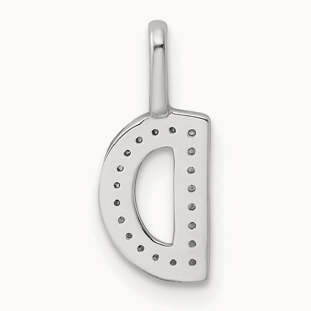 Diamond Letter D Initial Pendant, 14K White Gold