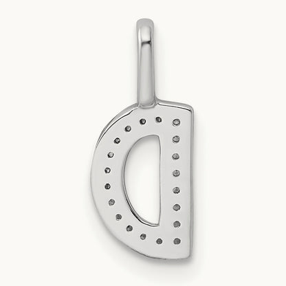 Diamond Letter D Initial Pendant, 14K White Gold