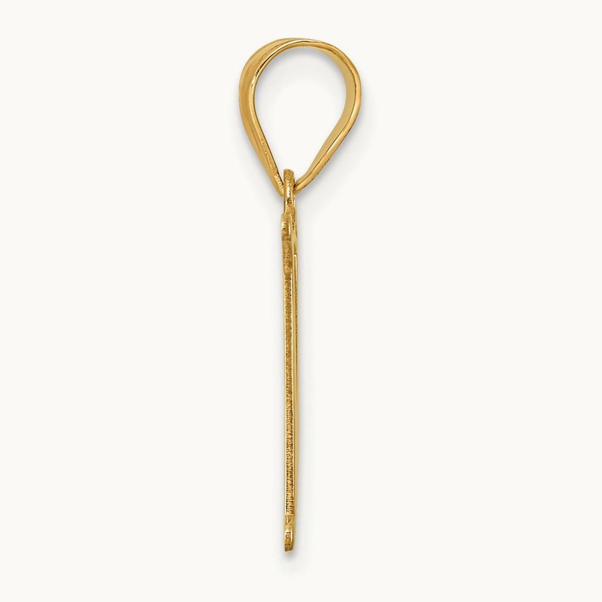 Polished Etched Letter M Initial Pendant, 14K
