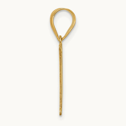 Polished Etched Letter M Initial Pendant, 14K