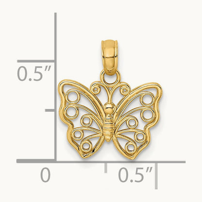 Cut-Out Small Butterfly Charm, 14K