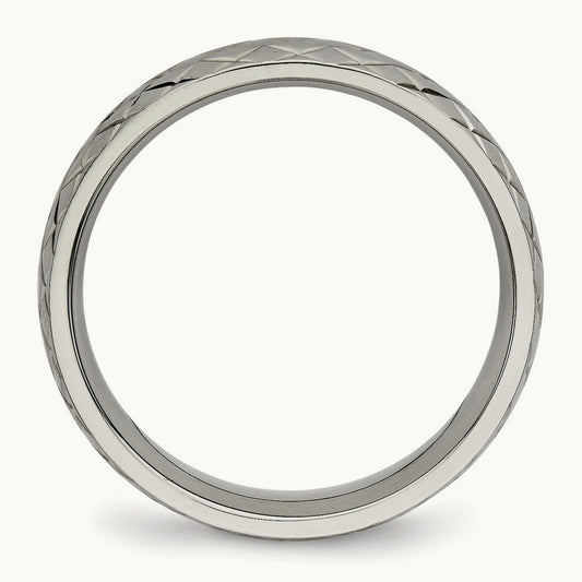 Polished and Textured Band, 6mm, Titanium
