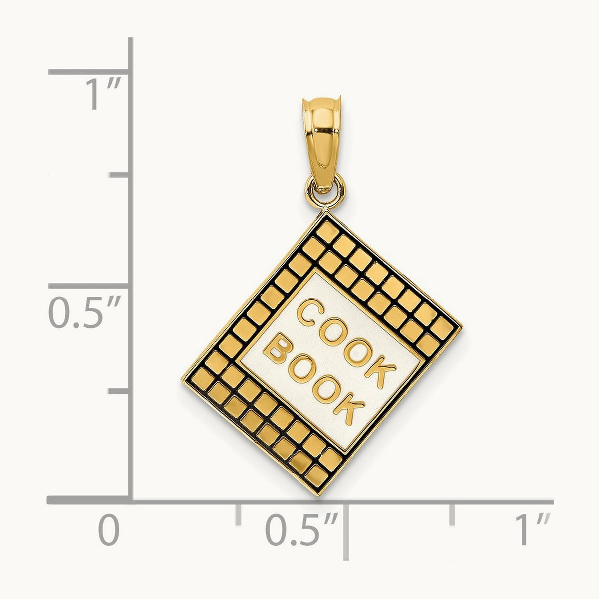W/ Black Enamel 3-D Cook Book Charm, 14K