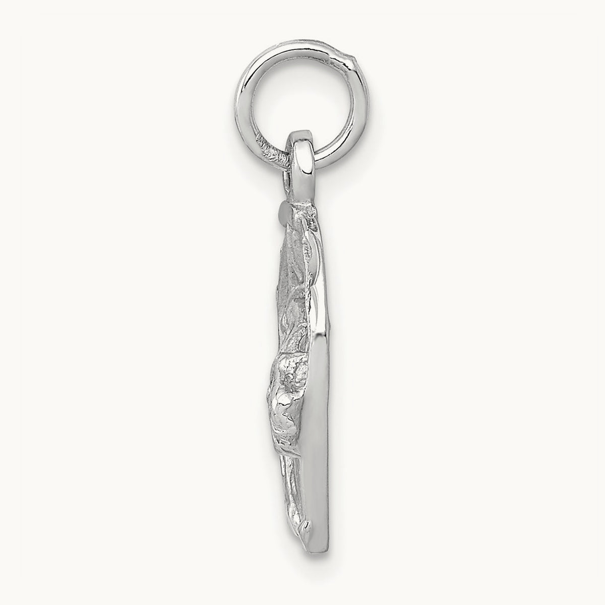 Diamond-cut Horse Head in Horseshoe Charm — 14K White Gold