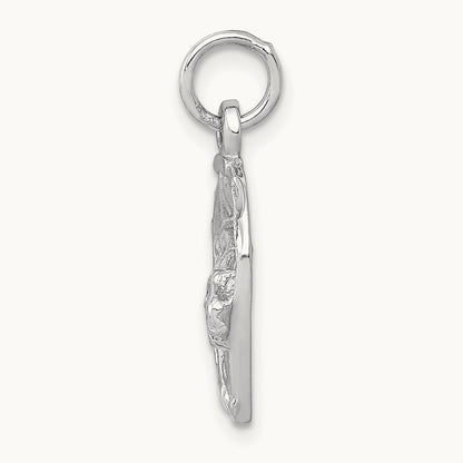 Diamond-cut Horse Head in Horseshoe Charm — 14K White Gold