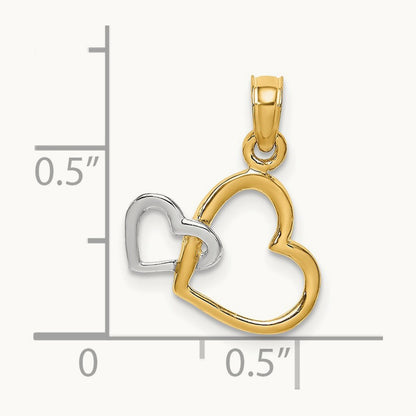 Polished Hearts Interwined Charm, 14K with White Rhodium