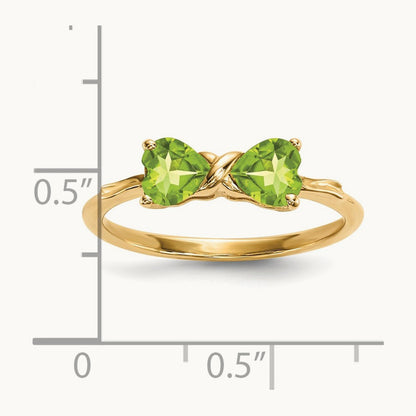 Polished Peridot Bow Ring, 14K Gold