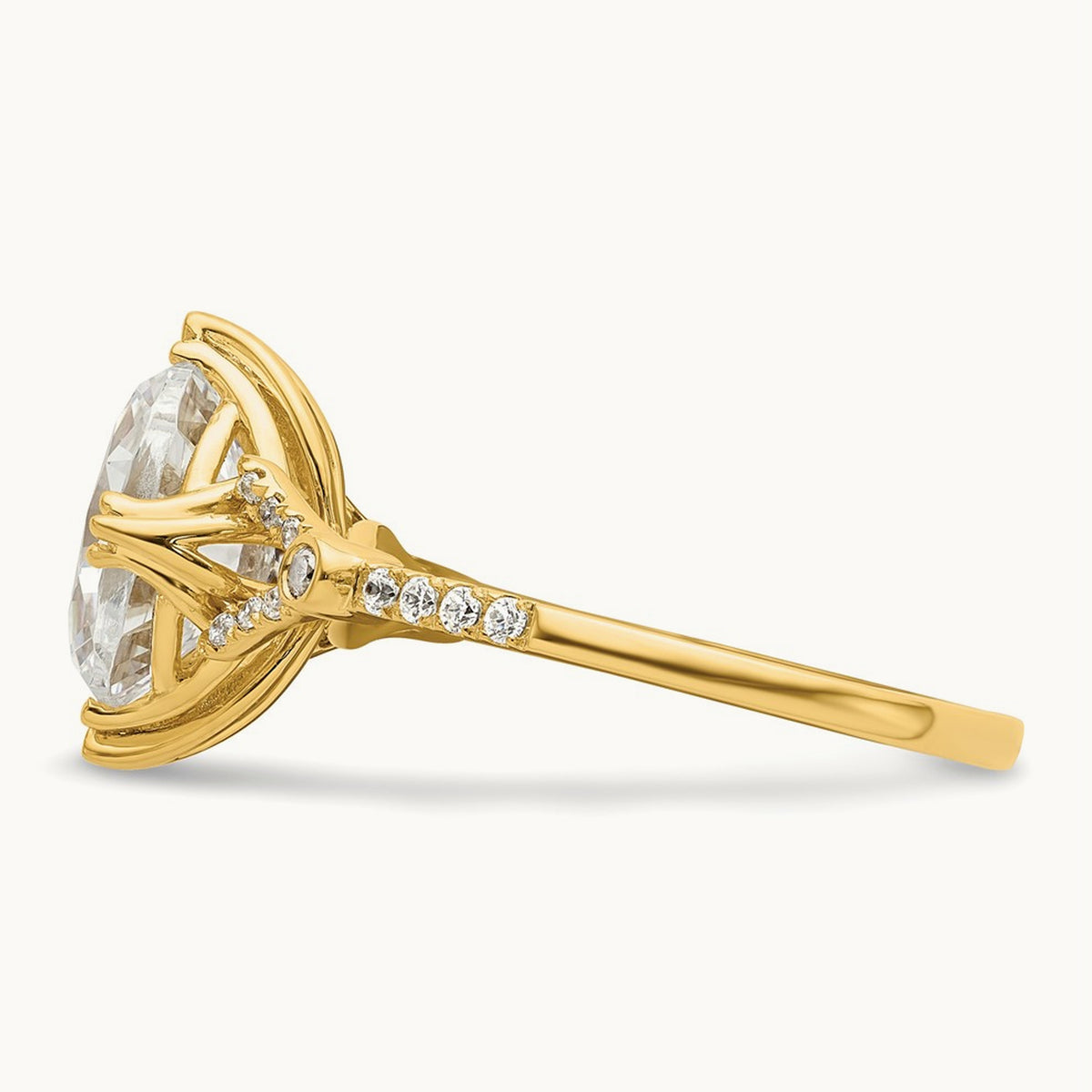 Gold Oval Semi-Mount Engagement Ring — 2 ct, 7