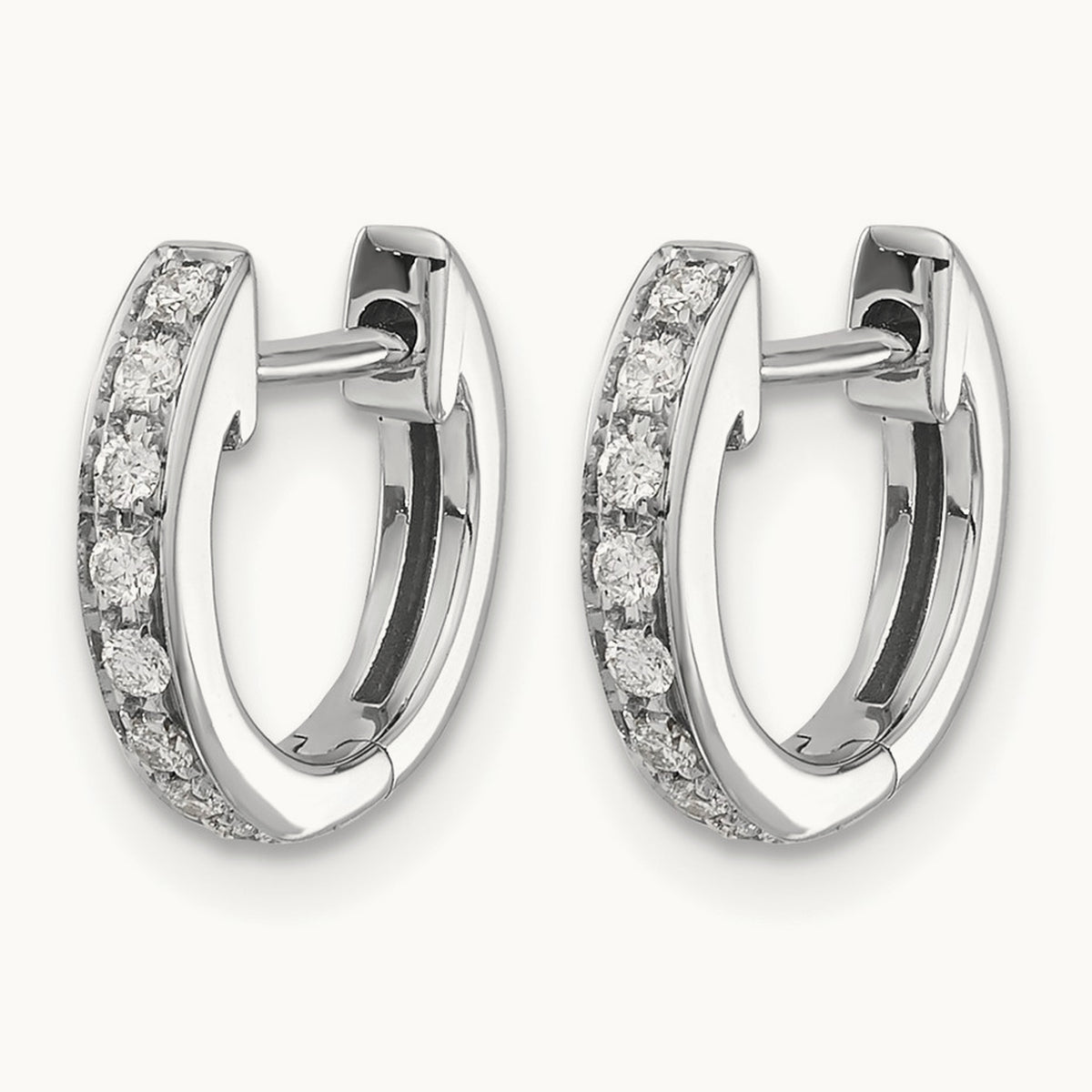 Diamond Hinged Hoop Earrings, 14K White Gold