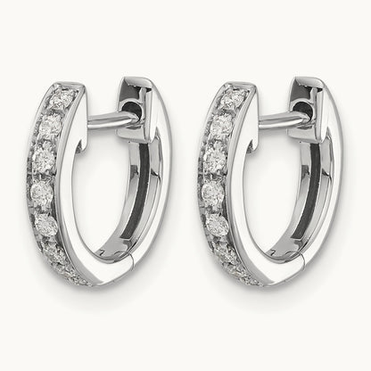 Diamond Hinged Hoop Earrings, 14K White Gold