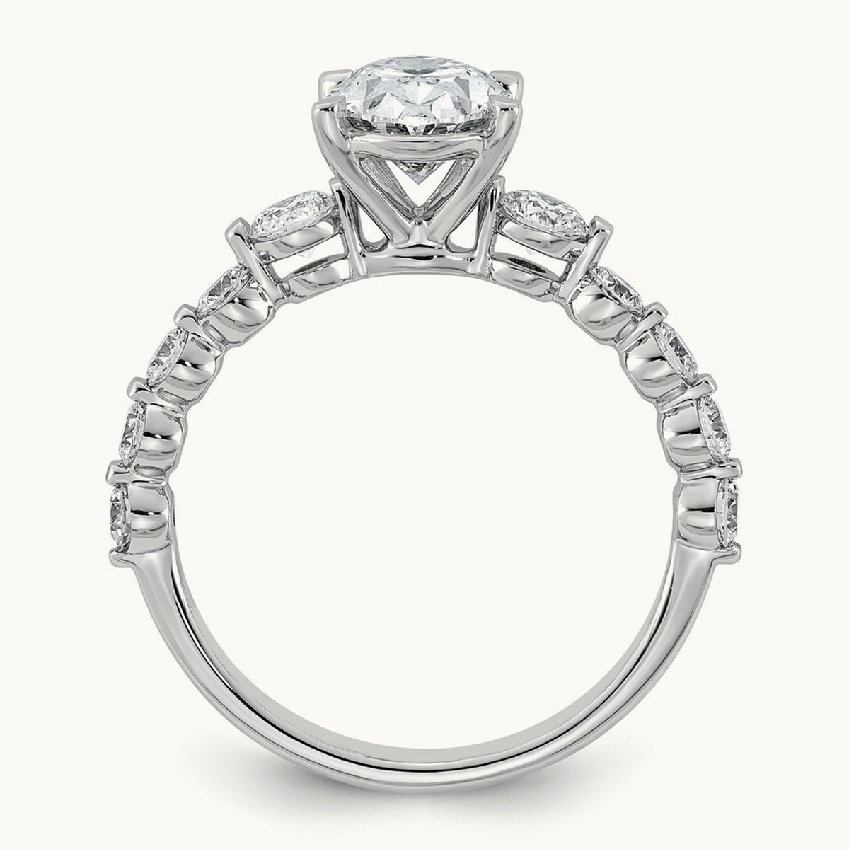 Oval Center with Round Sides Ring, 2 1/3-5 ct Lab-Grown Diamond