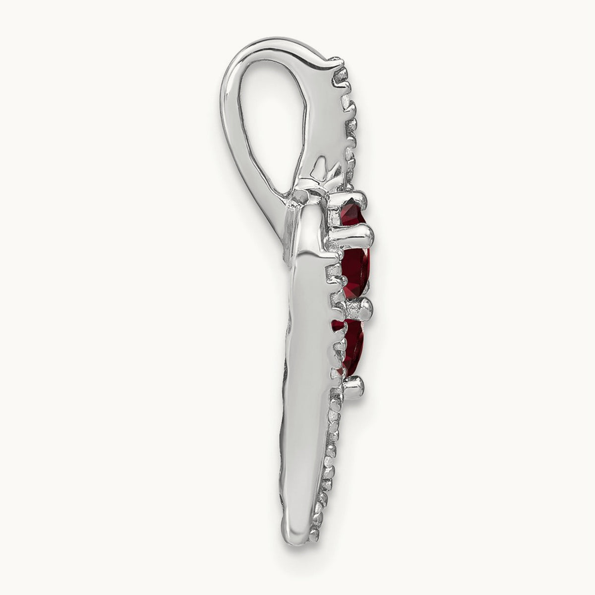 Garnet and Diamond Chain Slide, 14K White Gold