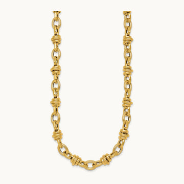 Polished and Textured Fancy Link 18in Necklace, 14K