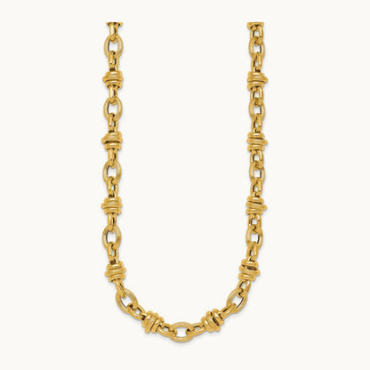Polished and Textured Fancy Link 18in Necklace, 14K