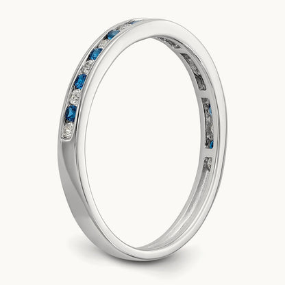 Blue and White Diamond Band, 14K White Gold