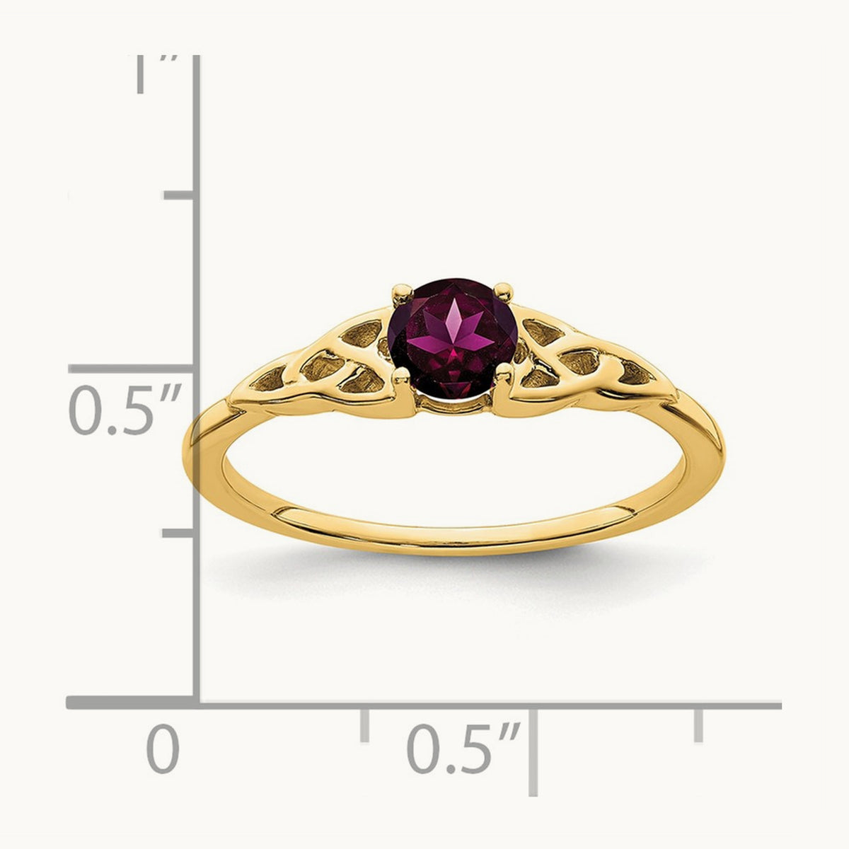 Rhodolite Garnet Celtic Knot Ring — 14K Yellow Gold, 7